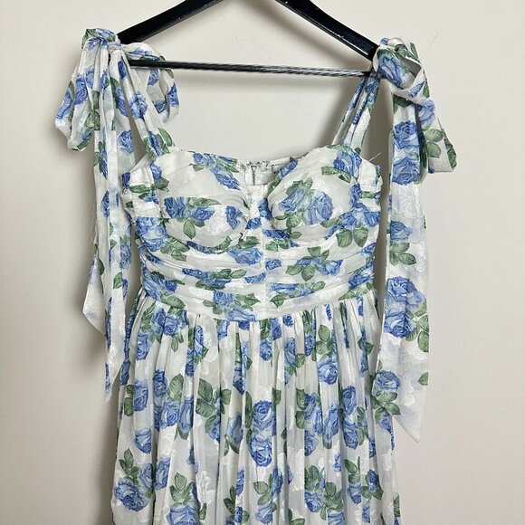 PETAL & PUP Floret Bow Strap Midi Sundress in Blue Size Large - Picture 5 of 10